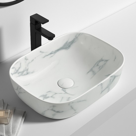 455*325*135mm Rectangle Carrara White Above Counter Ceramic Wash Basin 455*325*135mm Rectangle Carrara White Above Counter Ceramic Wash Basin